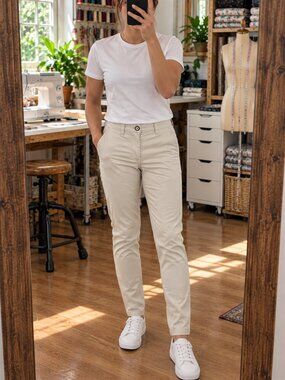Denim & Flower Beige Chino Pants Slim Fit Size 29x30 Unisex Casual NWOT